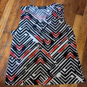 Kasper Women's Geometric Print Top - Black, White, and Red